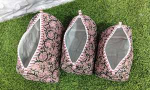 Handmade Quilted Floral Cotton Zipper Lightweight Cosmetic <b>Bag</b> Block Print Makeup Organizer Pouch Premium Cotton Travel <b>Toiletry</b> - Product Image 2