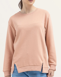 Sweat-shirts à col rond surdimensionnés en molleton de coton pour femmes, couleur unie, conçus par OEM, broderie personnalisée, logo personnalisable - Product Image 6
