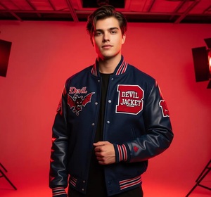 เสื้อแจ็คเก็ตวาร์ซิตี้แบบยูนิเซ็กซ์สั่งทำพิเศษ ระบายอากาศได้ดี กันลม ปักชื่อย่อส่วนตัว แจ็คเก็ตบอมเบอร์เบสบอล ฟุตบอล แจ็คเก็ตนักเรียนวิทยาลัย - Product Image 2