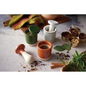 Moulin à épices en porcelaine fabriqué au japon, ensemble de pilons disponible en trois couleurs blanc, Orange, vert moulin à épices Bisque - Product Image 4