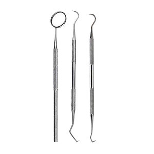 Outil de grattoir dentaire professionnel avec miroir buccal, 3 pièces, en acier inoxydable de qualité médicale, cure-dent et grattoir à tartre - Product Image 1