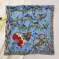 Pañuelo de Seda Estampado de Moda para Mujer, Pañuelo Cuadrado para la Cabeza, Envoltura para el Cabello, Pañuelo para el Cuello, Sensación Suave de Satén, Diseño Elegante para Damas