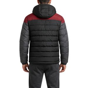 Chaqueta Acolchada Color Block Rojo Oscuro y Gris, 100% Poliéster, con Capucha, Acolchado de Plumón, Aislante, Cortavientos, para Invierno - Product Image 2