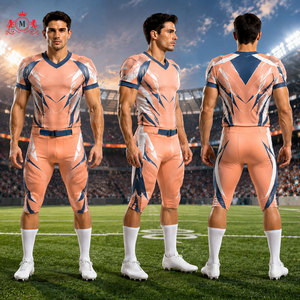 Conjunto de Uniforme de Fútbol Sublimado para Hombre, Patrón Azul Melocotón, Poliéster Transpirable, Detección de Agujas para Adultos - Product Image 6