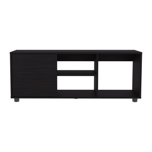 Mobile TV Adel 51 Wide Nero con un'anta, quattro ripiani aperti e sistema di gestione cavi per soggiorno o sala TV - Product Image 6