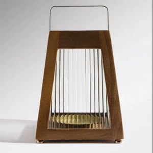 Lámpara de Madera de Mango con Textura Acanalada Marrón Oscuro e Impresión Personalizable para Decoración del Hogar - Product Image 1