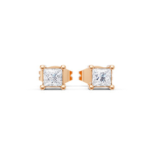Boucles d'oreilles clous en or rose de qualité supérieure avec diamants ronds taille brillant pour femme, certifiées IGI, élégantes pour mariage et soirée - Product Image 1