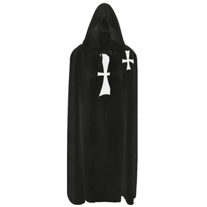 Manteaux cérémoniels à capuche pour officiers des Templiers, noirs et blancs avec croix, pour la tenue de cérémonie des loges - Product Image 3