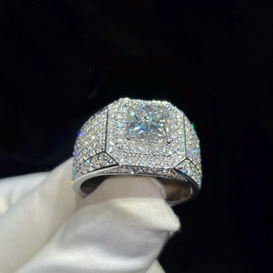 Fully Iced Out Radiant Cut Moissanite Diamond Engagement <b>Ring</b> Hip Hop <b>Ring</b> 925 Sterling Silver Champion <b>Rings</b> For <b>Men</b> Jewelry - Product Image 6