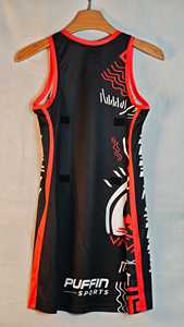Camiseta de Netball sin Mangas con Cuello en V PUFFIN SPORTS, Personalizada con Impresión Sublimada, Transpirable, Absorbe la Humedad, 100% Poliéster, para Adultos - Product Image 2