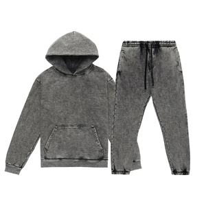 Custom Men's Oversized Acid Washed Stonewash <b>Gym</b> Set Vintage <b>Hoodie</b> Joggers Sportswear Winter Track Suits Plus Size Reversible - Product Image 2