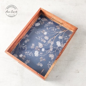 "Elegant Wooden <b>Tray</b> with Floral Design Durable Decorative Ideal for Serving and Home Decor" - Product Image 1