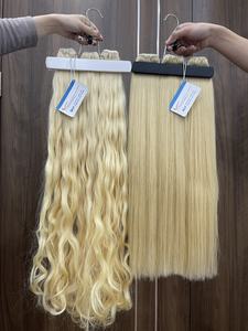 Prix de gros Blonde Straight Raw Bundle Hair 100% Extensions de cheveux de trame humaine Pas d'enchevêtrement Aucune perte Super soyeux Prêt à expédier - Product Image 2
