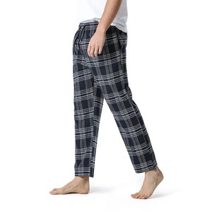 Pantalon de pyjama en flanelle à carreaux rouges et noirs pour homme, avec cordon de serrage à la taille, en coton personnalisé, vêtements de nuit pour homme - Product Image 5