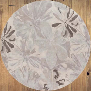 Tapis en laine tufté à la main gris et blanc moderne à motifs floraux, tapis en laine douce de designer personnalisé pour la décoration intérieure, adapté aux animaux domestiques et aux pique-niques - Product Image 5
