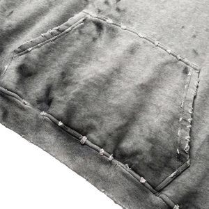 เสื้อฮู้ดดี้สไตล์วินเทจสำหรับผู้ชาย แฟชั่นสตรีทแวร์ลำลอง ลายปะติดแบบทำลายพัง - Product Image 5