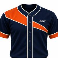 Ensemble uniforme de baseball pour homme, bleu marine et orange, maillot à manches courtes et pantalon assorti, anti-humidité, athlétique, 100 % polyester