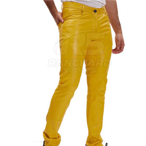 Pantalon décontracté pour homme en cuir foncé, coupe droite, tendance, pour l'extérieur, doux, durable, confortable, style streetwear - Product Image 5