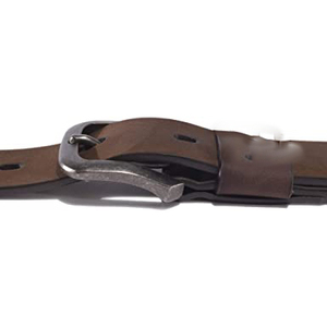 Ceinture en cuir de vachette marron décontractée pour homme avec boucle rectangulaire argentée, design solide - Product Image 2