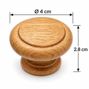 Bouton de meuble rond en bois, finition naturelle, design traditionnel, poignée durable pour armoire de cuisine, bouton en bois massif - Product Image 2