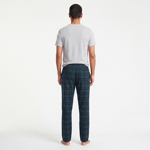 <b>Men</b> Cotton <b>Flannel</b> <b>Pajama</b> Pants Mid Waist Drawstring Plaid Pattern Winter Casual Loose Fit Breathable Woven Night Trousers - Product Image 2