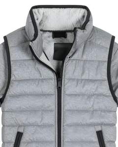 <b>Men</b> <b>Light</b> Grey Hybrid Puffer <b>Jacket</b> with Soft Fleece Lining and Zip Closure Warm Winter Outerwear for Casual and Outdoor Wear - Product Image 5