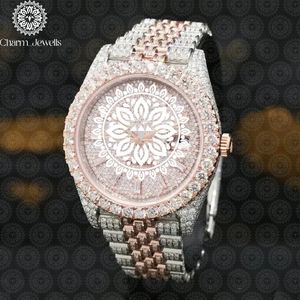 Reloj de Lujo para Hombre Charm Jewells, Caja de Acero Inoxidable de 40 mm, Movimiento Mecánico, Detalles de Diamantes, Correa de Cuero, Resistente al Agua 10 Bar - Product Image 1