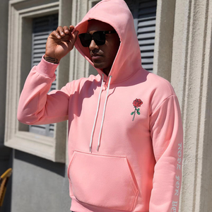 men hoodie oversized drop shoulder heavy <b>weight</b> cotton fleece acid wash distressed embroidery print streetwear pullover - Product Image 1