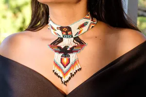 Collar de cuentas hecho a mano de alta calidad - Estilo Huichol tradicional mexicano - Regalo de princesa azteca para ella, ANIVERSARIO - Product Image 3