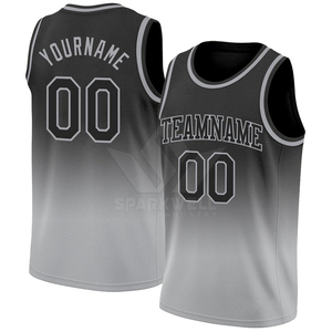 Maillot de basket-ball personnalisé avec impression par sublimation, design dégradé gris, pour adultes, unisexe, respirant, en polyester, uniforme d'équipe - Product Image 1