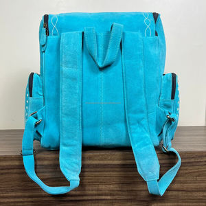Nouveau Design Fabricant Botte Point Turquoise Daim Cuir Sacs À Couches Multi-fonction En Cuir Véritable Support Pour Ordinateur Portable Sacs À Dos - Product Image 5