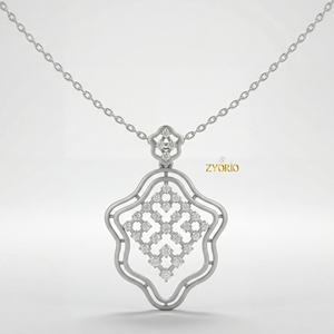 Pendentif élégant pour femme en argent plaqué or rose avec diamant de laboratoire, design moderne et durable, luxe élégant au quotidien - Product Image 1