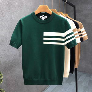 เสื้อยืดแขนสั้นผู้ชาย Nextex ผ้าฝ้าย 100% ระบายอากาศได้ดี ทรงโอ คอวี ลายทาง แต่งขอบตัดสี สวมใส่สบาย ทรงปกติ - Product Image 5