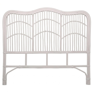 Nueva Base de Cama Moderna Minimalista Blanca con Cabecera Ondulada de Ratán, Mueble de Dormitorio Doble/Queen Ecológico de Madera Tapizado - Product Image 1