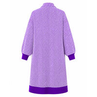 Cardigan long en maille chevrons pour femme NCV Sorority, ouvert sur le devant, avec poignets côtelés brodés, respirant, contrastant, idéal pour l'hiver