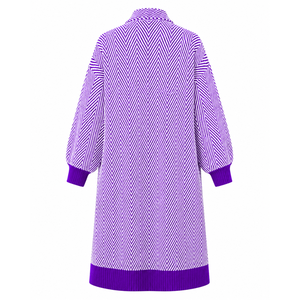 NCNW Sorority Women's Longline Herringbone Knit Duster <b>Cardigan</b> Open Front Embroidered Ribbed Cuff Sweater Casual Outerwear - Product Image 5