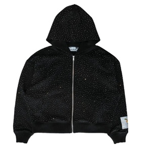 Custom All-over Rhinestone <b>Men's</b> 100% Cotton 450 GSM Full Face Zip up Us Hoodie <b>Men's</b> <b>Crop</b> <b>Top</b> Hoodies Comfortable Breathable - Product Image 1