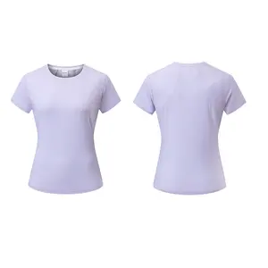 T-shirt de sport léger et respirant en maille pour femme, idéal pour l'été, en nylon et élasthanne, col rond, manches courtes - Product Image 6