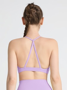 Strappy Keyhole Sports <b>Bra</b> Women Scoop Neck Crop Top Wireless Padded Gym Workout Fitness Activewear <b>Open</b> Back Triangle Bralette - Product Image 6