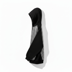 Sweat à capuche décontracté pour homme en coton 100% uni, avec strass brillants, style streetwear d'hiver, respirant - Product Image 2