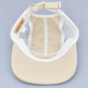 Gorra deportiva ligera de malla de 5 paneles personalizada para correr, con parche de cuero y logotipo, venta al por mayor, fabricante de Vietnam, OEM ODM, accesorios para la cabeza - Product Image 3