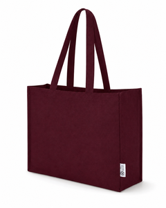 กระเป๋าโท้ทผ้าโพลีคอตตอนรีไซเคิลพิมพ์โลโก้ตามสั่ง 220 GSM 50.5x36x11 ซม. สีน้ำตาลแดง กระเป๋าช้อปปิ้งนำกลับมาใช้ใหม่ ขายส่ง OEM ODM แบรนด์ส่วนตัว จำนวนมาก - Product Image 4