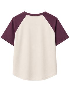 Manufacturer <b>White</b> And Purple Raglan T Shirt For Men Short Sleeve Crew Neck Cotton <b>Tee</b> Custom Casual Color Block Streetwear Top - Product Image 2