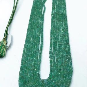 Collar Rondelle facetado de Esmeralda zambiana natural de 8 hebras Cuentas de piedra natural de 3-5mm - Product Image 1
