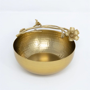 Tazón Metálico de Estilo Moderno con Base de Ramas Florales, Acabado Dorado Pulido, Vajilla para Bodas y Hogar, Tazones Decorativos para Regalo - Product Image 5