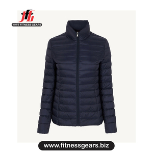 Veste matelassée blanche pour femme, col montant, fermeture éclair, vêtement d'hiver, veste matelassée à manches longues pour femme - Product Image 1