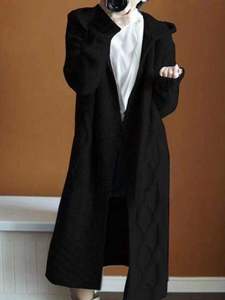 Autumn Winter Women's Casual Embroidered Eco-Friendly Vintage Hooded Knitted <b>Cardigan</b> <b>Coat</b> Large Size Shawl Long Sleeve Medium - Product Image 3