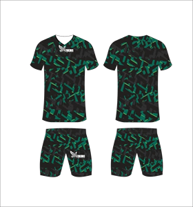 ชุดเสื้อฟุตบอลแบบซับลิเมชั่นสั่งทำพิเศษ ลายเรขาคณิต คอวี แขนสั้น สำหรับผู้ชาย ระบายเหงื่อได้ดี เหมาะสำหรับการเล่นกีฬา - Product Image 1