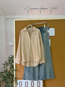 Chemisier en lin tissé décontracté surdimensionné pour femme SUBICI L815E, broderie cerf, col boutonné, couleur bonbon, printemps/été - Product Image 4