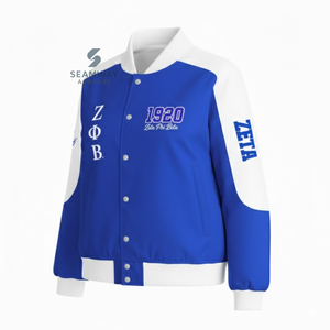 เสื้อแจ็คเก็ตแข่งรถผ้าคอตตอนทวิลล์ Zeta Phi Beta Sorority สำหรับผู้หญิง เสื้อแจ็คเก็ตแข่งรถสไตล์วาร์ซิตี้ เสื้อแจ็คเก็ตแข่งรถมอเตอร์สปอร์ตความเร็วสูง - Product Image 2